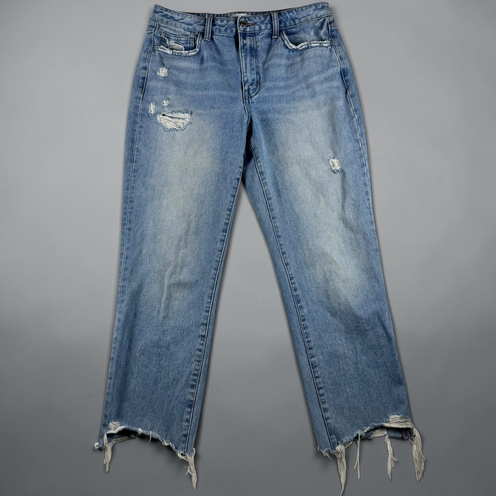 Flying Monkey Distressed High Rise Straight Leg Jeans Blue F4212 Size 28